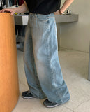 Gomibe Washed Denim Wide Pants
