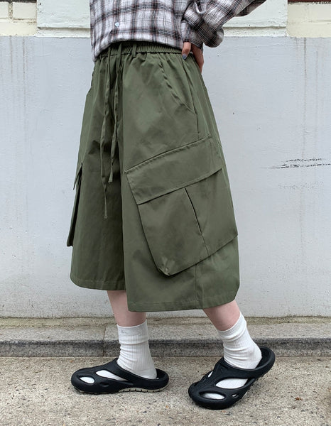 【BAON】[unisex] Jeddon Nylon Banding Cargo Bermuda Pants BAON (バオン) - [男女兼用]ヒュービーナイロンバンディング