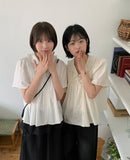 Hoden Collar Frill Short Sleeve Blouse