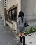 Alt Black Denim Washing Denim Mini Skirt