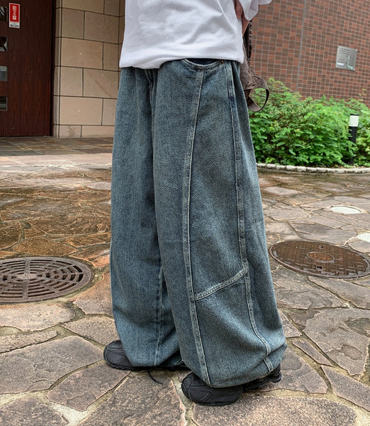 【BAON】Ioki Banding Cut Wide Denim Pants BAON (バオン) - イオキバンディングカットワイドデニムパンツ