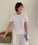 Harletter Star Embroidered Crop Short Sleeve Tee