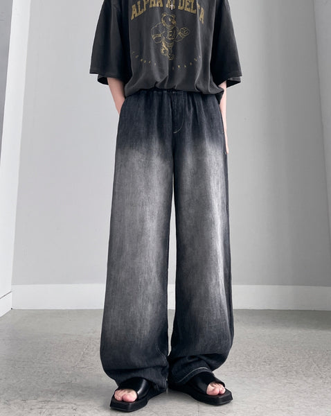 【YOURNUS】Sawai Summer Black Wide Denim YOURNUS (ユアノス) - サワイサマーブラックワイドデニム