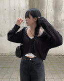 Center Hood Crop Cardigan