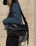Crack square leather cross bag