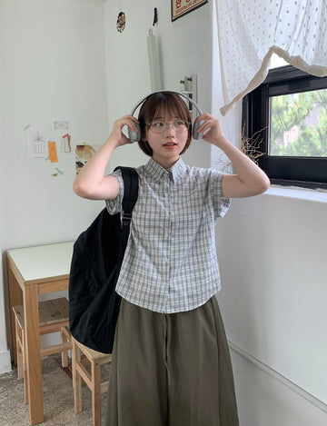 Hinbo Summer Check Roll-up Short Sleeve Shirt