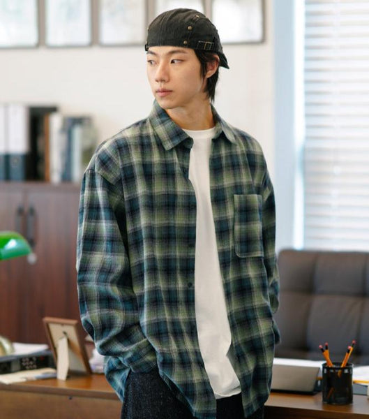 [JEMUT]★24FW★韓国人気★DENIER OVERFIT OMBRE CHECK SHIRTS JEMUT (ジェモッ) - デベリアオーバーフィットオンブレシャツ