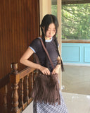 Nare Suede Tassel Fringe Crossbody Bag