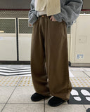 Femo back banding brushed cotton wide pants