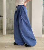 Gyudi Summer Check Banding Wide Pants