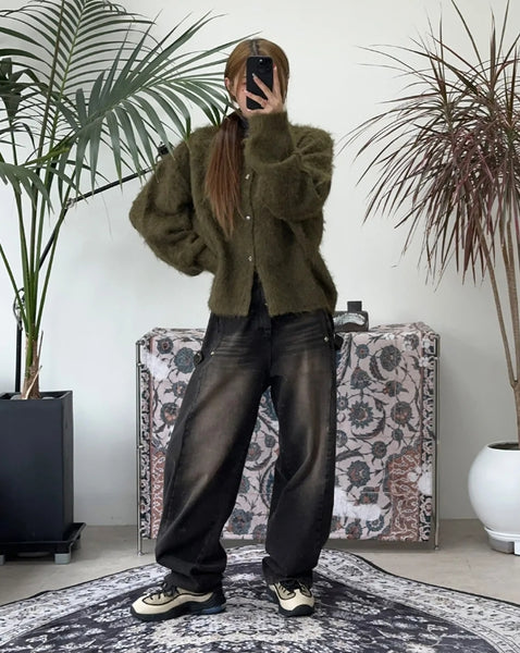 【SATIIIZ】Neo Button Balloon Denim Pants Neo Button Balloon Denim Pants - satiiiz