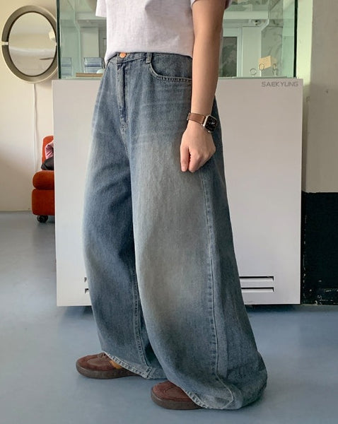 【BAON】Isuko Washing Wide Denim Pants BAON】Isuko Washing Wide Denim Pants (BAON/デニム・ジーパン