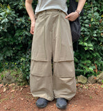 Hidon string wide parachute pants