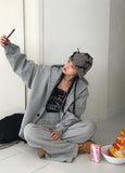 BUTTON OVERSIZED HOODIE ZIP-UP