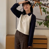 Henbo color matching half-zip crop sweatshirt