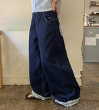 Hilet Ribbon Roll-up Denim Wide Pants