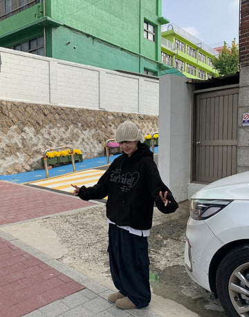 Tmel heart printed brushed hoodie