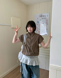 Elke Puff Crop Short Sleeve Wind Zip-Up