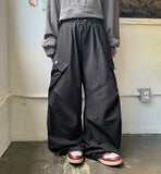 Hedind diagonal cargo wide pants