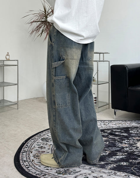 【SATIIIZ】Petton Carpenter Banded Denim Pants 