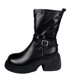 (6.5 cm) Buckle Round Spandex Platform Sole Walker