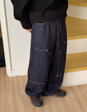 Finny Painter Stitched Rivet Brushed Denim Pants