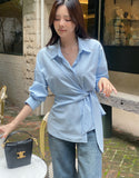 Demore Wrap Collar Shirt Blouse