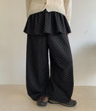 Venenti banding dot frill layered skirt pants
