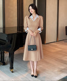 Mush Tweed Shirt Layered Puff Strap One Piece