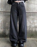 Feather Black Blue Wide Denim Pants