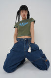 AK. LEATHER LABEL CARGO DENIM
