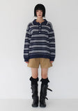 STRIPE COLLAR OVER KNIT