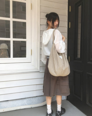 Soan Stripe Patch Big Shoulder Bag