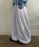 Hiroi banding string pin tuck wide jogger pants