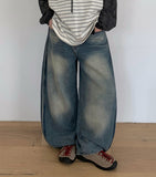 Tume Washing Cut Denim Wide Pants