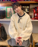 Dunve Sailor Collar Duffel Knit Cardigan