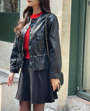 Kiez Round String Leather Short Jacket