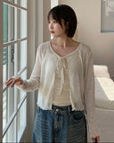 Domen See-through Ribbon Bolero Cardigan