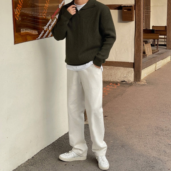 【MODERNIF】Soft Cathy Half Zip Up Collar Knit modernif (モダンイフ) - ソフトキャッシュハーフジップアップ