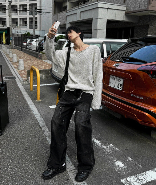 ERD バーガンディー damage carpenter jeans