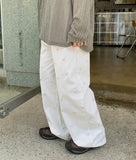 Hoity ribbon banding wide cotton pants