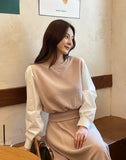 Chocolate Layered Knit Long Skirt Two-Piece