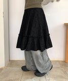 Enniki Flower Banding Frill Midi Skirt