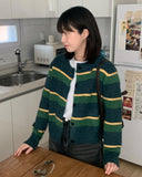 Enmode color stripe round cardigan