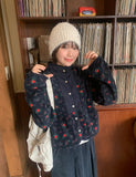 Etohi Flower Button Crop Fleece Jacket