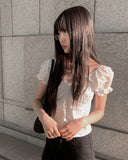 Perfume Shirring Off Short Sleeve Blouse