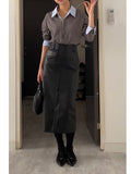 Aba Leather H-Line Skirt