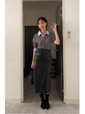 Aba Leather H-Line Skirt