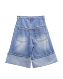 DOUBLE HEM BERMUDA DENIM