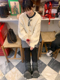 Dunve Sailor Collar Duffel Knit Cardigan